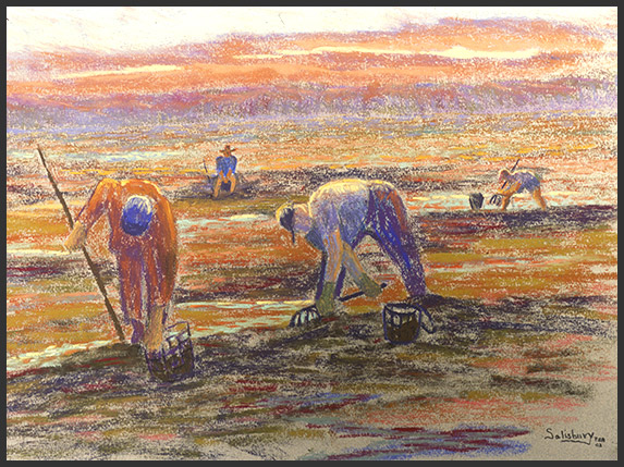 The Clammers? 13" x 19"   Pastel 